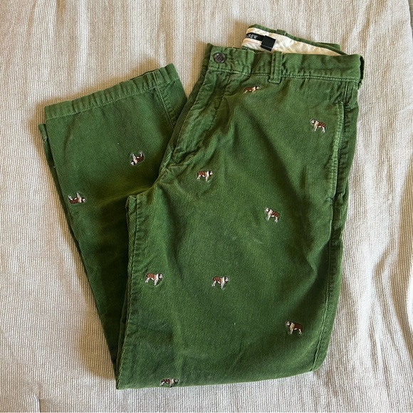 Vintage J. Crew Olive Embroidered Chinos - Picture 1 of 3